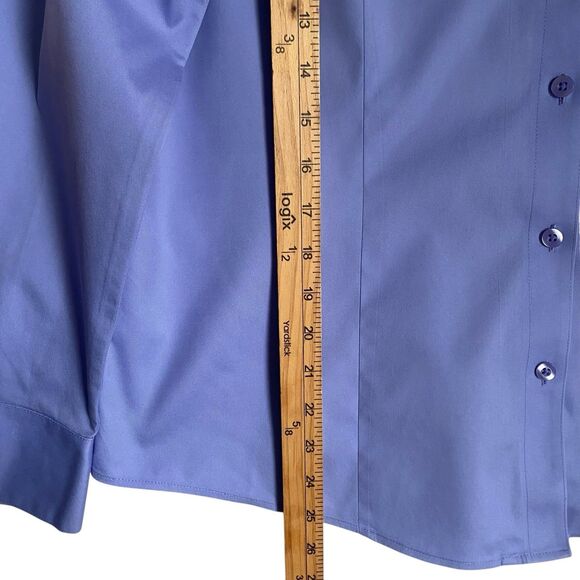 Chicos Non Iron Dress Shirt L/12 Violet Blue Long Sleeve Office Wear Career - Picture 4 of 10